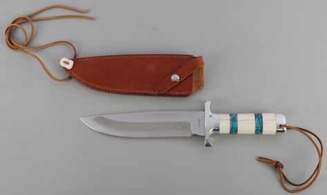 TURQUOISE & WALRUS TUSK CUSTOM BOWIE KNIFE