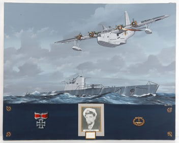 HANS HESS YOUNGEST U-BOAT SKIPPER SIGNED PAINTING