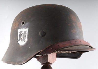 WWII GERMAN THIRD REICH SS SINGLE D M40 HELMET