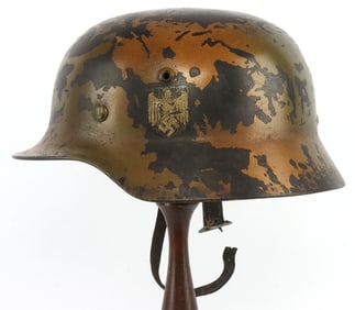 RARE NAMED WWII GERMAN TRI COLOR M35 HELMET HEER