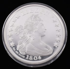 4 OZT SILVER ROUND BOWED LIBERTY DESIGN