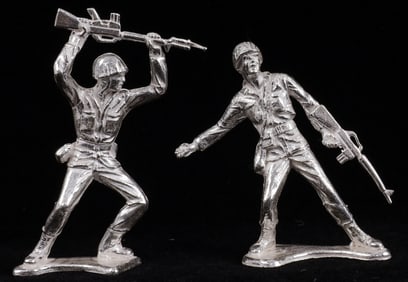 LOT OF TWO 999 FINE SILVER SOLDIERS 70 GRAMS