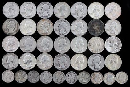 $8 FACE 90% SILVER QUARTERS AND DIMES