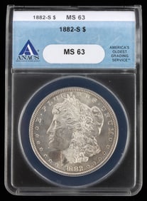 1882-0 MORGAN SILVER DOLLAR COIN MS 63