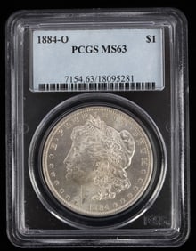 1884 O MORGAN SILVER DOLLAR PCGS MS63