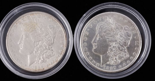 1889 & 1897 S MINT STATE MORGAN SILVER DOLLAR COIN