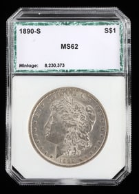 1890 S MORGAN SILVER DOLLAR COIN MS62