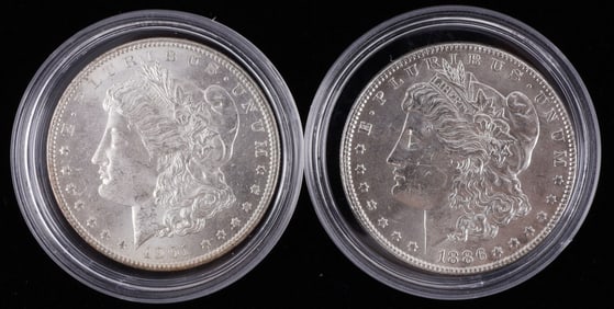 1901 O & 1886 MINT STATE MORGAN SILVER DOLLARS