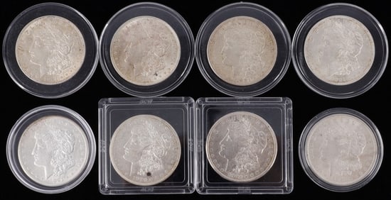 8 UNCIRCULATED 1921 MORGAN SILVER DOLLAR COIN LOT