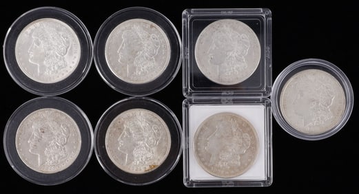 LOT OF 7 1921 MORGAN SILVER DOLLAR COINS VF TO UNC