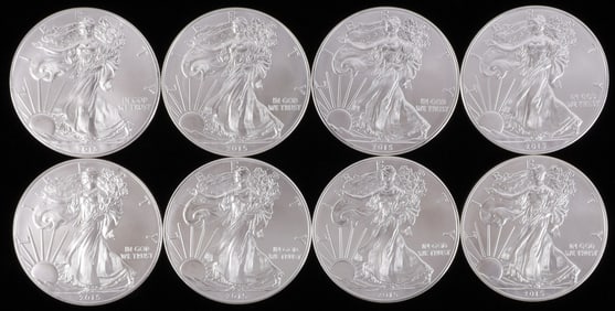 8 2010 SILVER AMERICAN EAGLE 1 OZT OUNCE BU COINS