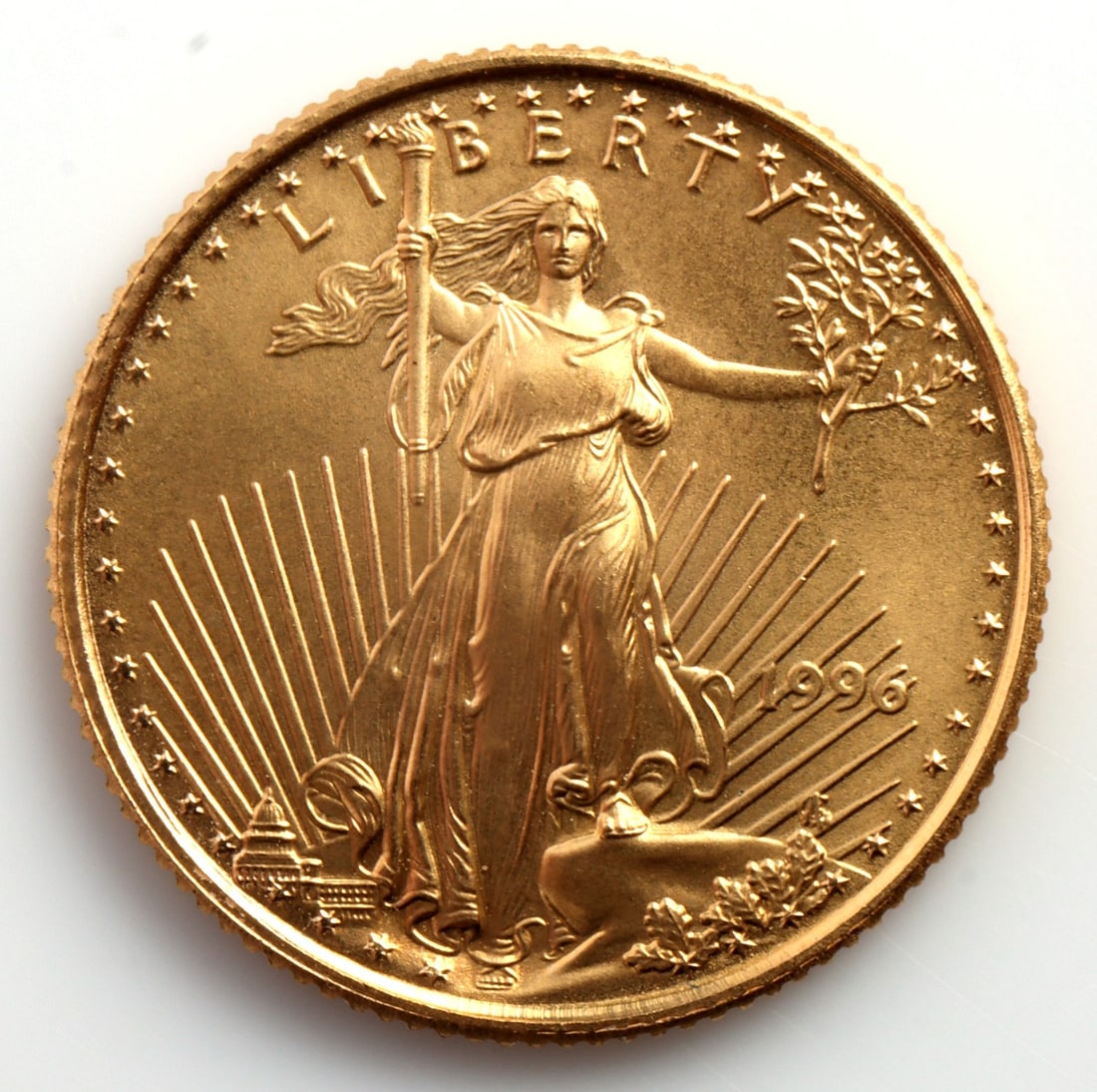 1996 GOLD 1/10 OZT OUNCE AMERICAN EAGLE BU COIN: Brilliant uncirculated. This lot reserved at melt.