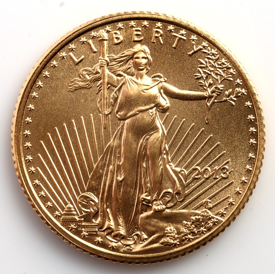 2013 GOLD 1/10 OZT OUNCE AMERICAN EAGLE BU COIN: Brilliant uncirculated. This lot reserved at melt.
