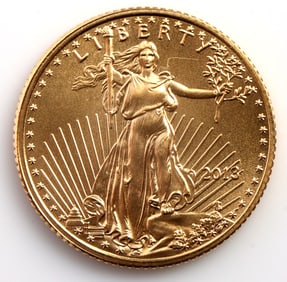 2013 GOLD 1/10 OZT OUNCE AMERICAN EAGLE BU COIN