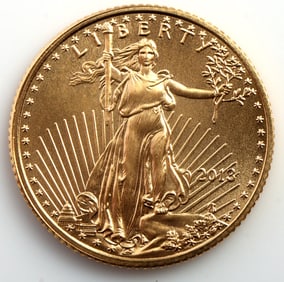 2013 GOLD 1/10 OZT OUNCE AMERICAN EAGLE BU COIN