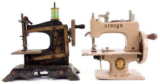 LOT OF 2 VINTAGE CHILDS TOY SINGER SEWING MACHINES