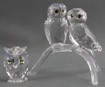 LOT OF 2 SWAROVSKI CRYSTAL OWL FIGURINES