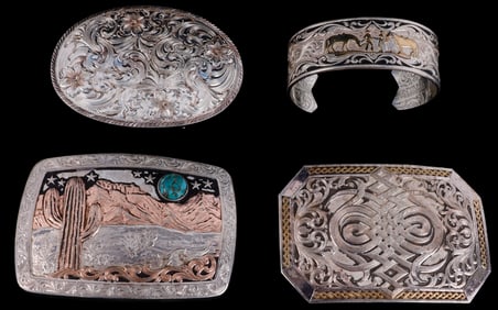 LOT OF 4 MONTANA SILVERSMITH BELT BUCKLES