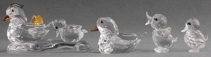 LOT OF 4 SWAROVSKI CRYSTAL DUCK FIGURINES
