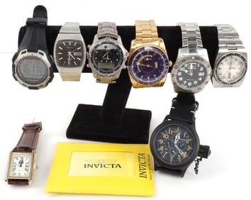 LOT OF 8 MENS WATCH SEIKO INVICTA MONDU WITTNAUER