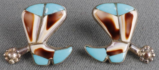 NATIVE TURQUOISE & CORAL EARRINGS COWBOY BOOTS