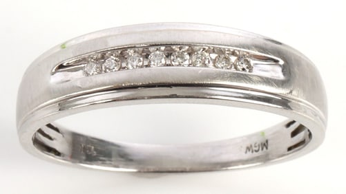 10K WHITE GOLD MENS DIAMOND RING SIZE 12.5