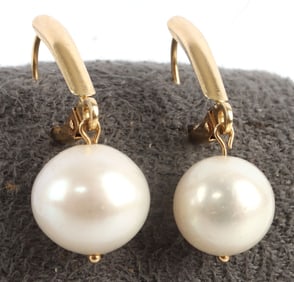 14K YELLOW GOLD CULTURED PEARL EARRINGS