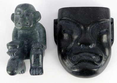 LOT 2 PRECOLUMBIAN OLMEC HARDSTONE SCULPTURES