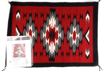 NATIVE AMERICAN NAVAJO RUG GANADO DESIGN JOE COA