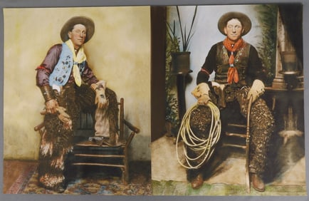 LOT 2 PAINTED PHOTOGRAPHIC PRINTS OF GASTON BOYKIN