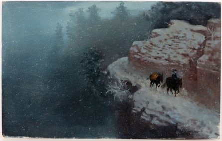 1994 PAGE BROWN WINTER SNOW SCENE PAINTING
