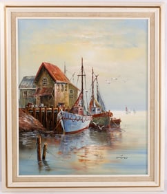 ARTIST SIGNED LUINI NAUTICAL OIL PAINTING IN FRAME