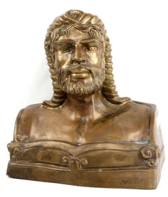 BRASS BUST OF JUPITER OR ZEUS