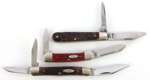 3 VINTAGE CASE AND KABAR POCKET KNIFE LOT