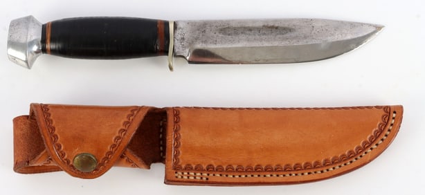 6 INCH MARBLES FIXED BLADE KNIFE W CUSTOM SHEATH