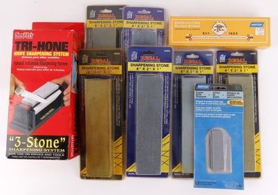 KNIFE SHARPENING KIT AND STONE LOT OF 9