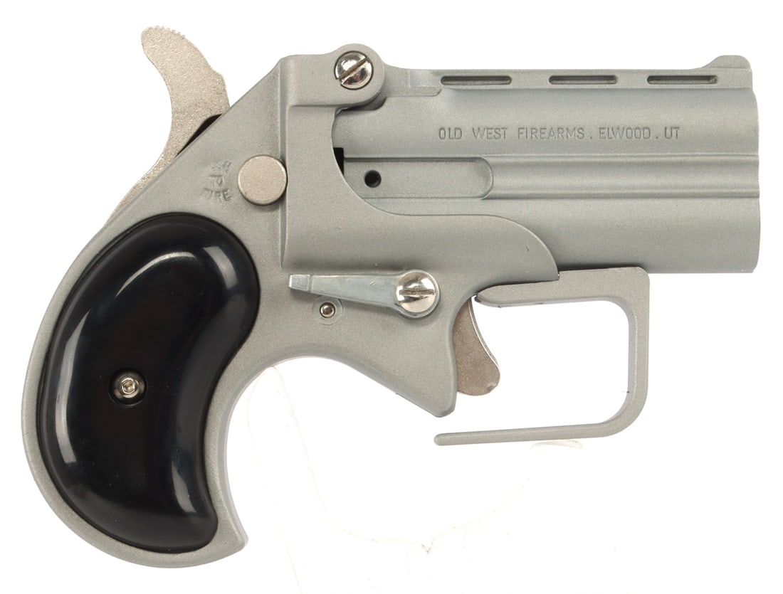 OLD WEST GUARDIAN 380 AUTO DERRINGER NIB: New in box. Old West Firearms Short Bore Guardian over-under derringer pistol. Satin nickel finish with black grips. FFL required for transfer. No international shipping. Know your state's firearm law