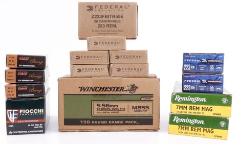 APPROX 350 RDS 5.56 .223 REM 7MM RIFLE AMMO LOT