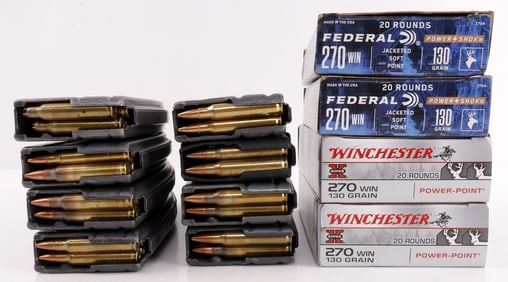 APPROX 320 RDS .223 REM .270 WIN AMMO & USGI MAGS