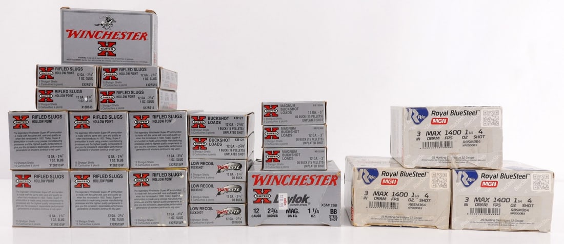 APPROX 355 RDS MIXED 12 GA AMMO LOT: Approximately 355 rounds of 12 gauge shotgun shells, mixed grain lot. No international shipping. Know your state laws prior to bidding. This lot has a reserve.
