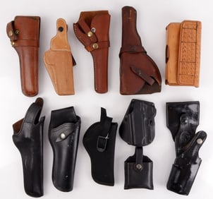 VINTAGE LEATHER HANDGUN HOLSTER LOT OF 11