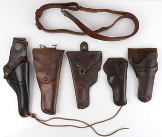 6 PCS VINTAGE MILITARY HOLSTER SERVICE RIFLE SLING