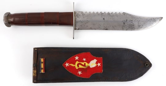 WW2 US THEATER MADE BOWIE KNIFE 2ND MARINE