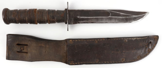WWII CAMILLUS USN MK2 FIGHTING KNIFE & SCABBARD