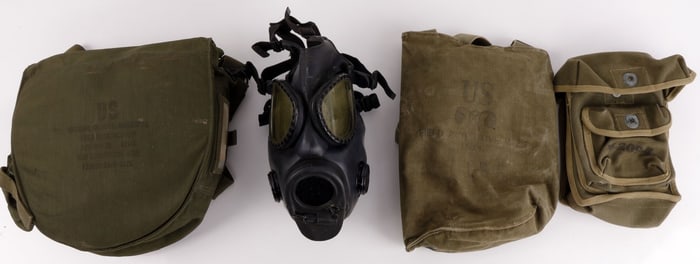 4PCS US M17 GAS MASK & WWII M-209-B DECODER POUCH