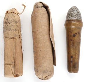 ANTIQUE CIVIL WAR PAPER WRAPPED CARTRIDGE LOT