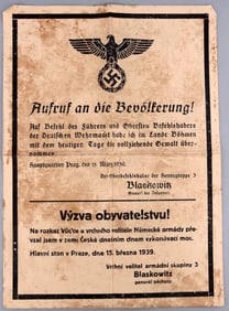 WWII GERMAN THIRD REICH CZECH OCCUPATION POSTER