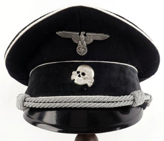 WWII GERMAN EARLY SS OFFICERS VISOR CAP
