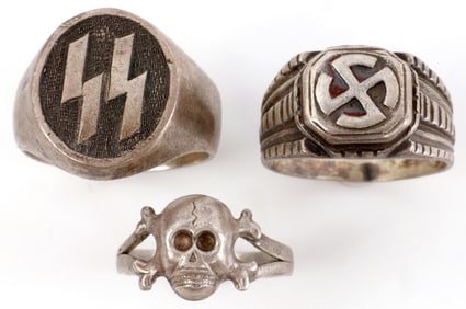 LOT OF 3 WWII GERMAN SS RINGS 5TH PANZER