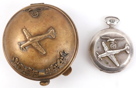 WWII GERMAN LUFTWAFFE POCKET WATCH AND CASE
